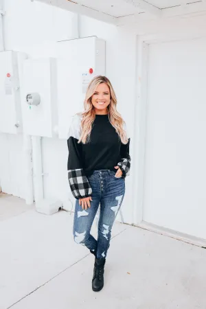 Rustic Sparkle Puff Sleeve Top - Silver
