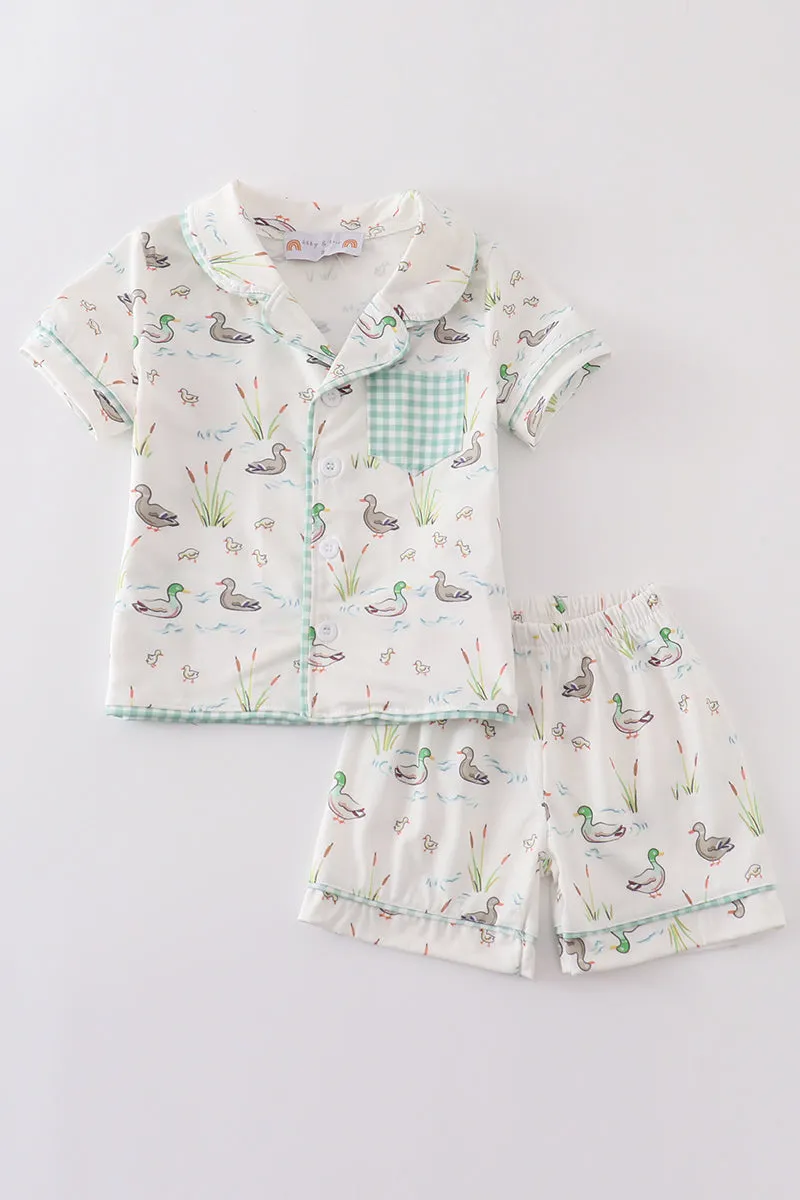 Sage duck boy pajamas set