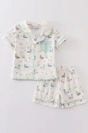 Sage duck boy pajamas set