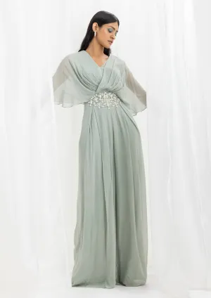 Sage green embellished jumpsuit