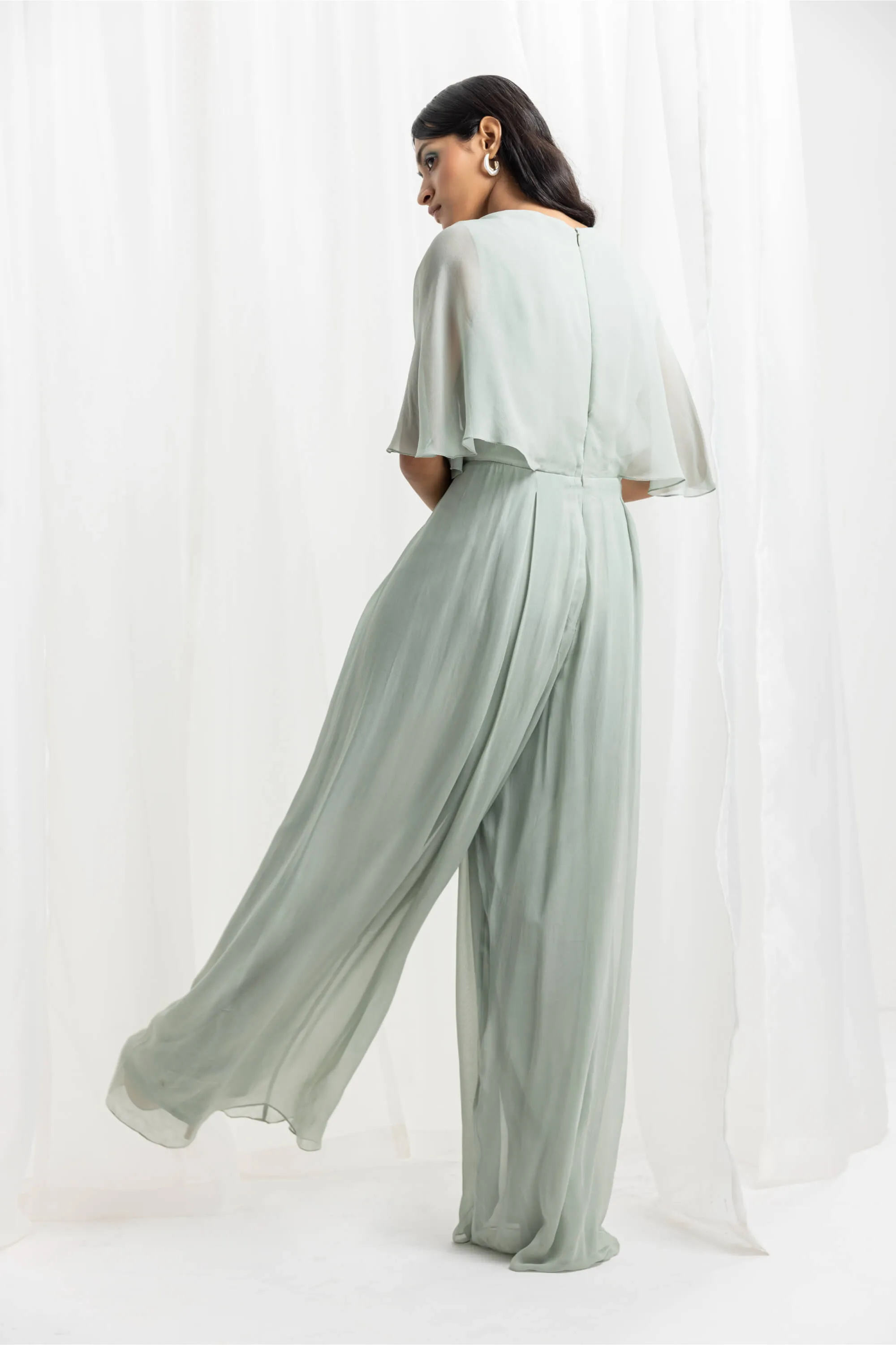 Sage green embellished jumpsuit
