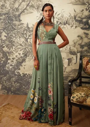 Sage green printed jumpsuit