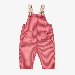 Salopette en denim rouge et blanche à rayures, bébé || Red and white striped denim overalls, baby