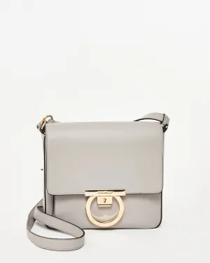 Salvatore Ferragamo Grey Mini Tassel Gancini Lock Flap Shoulder Bag