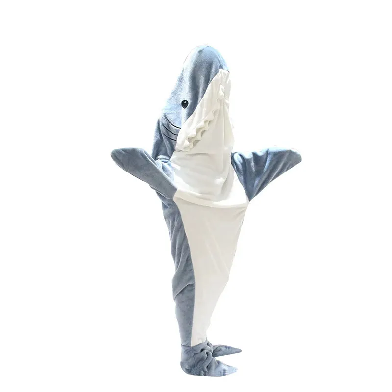 Sand Carving Shark Sleeping Bag Pajamas: Flannel Home Wear