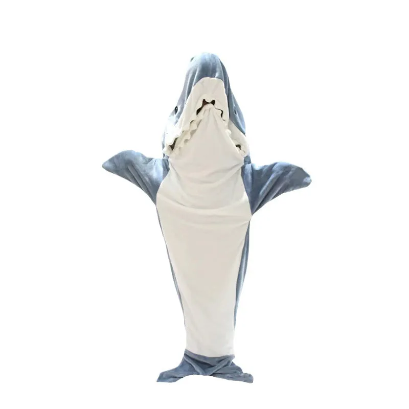 Sand Carving Shark Sleeping Bag Pajamas: Flannel Home Wear