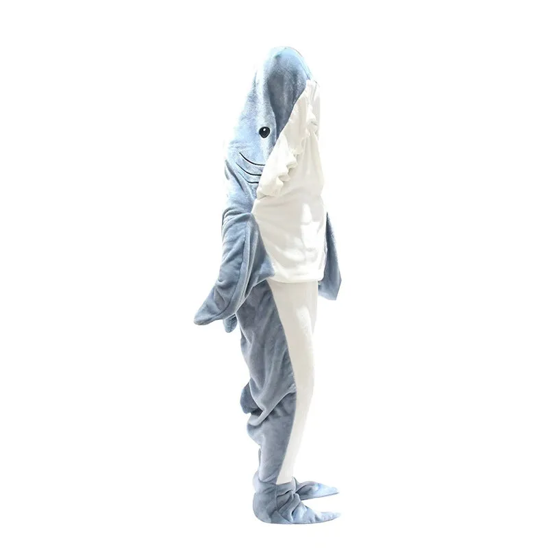 Sand Carving Shark Sleeping Bag Pajamas: Flannel Home Wear