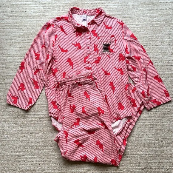 Savage X Fenty White Pearl Candy Cane Girlz Night Star Chaser Flannel Pajamas