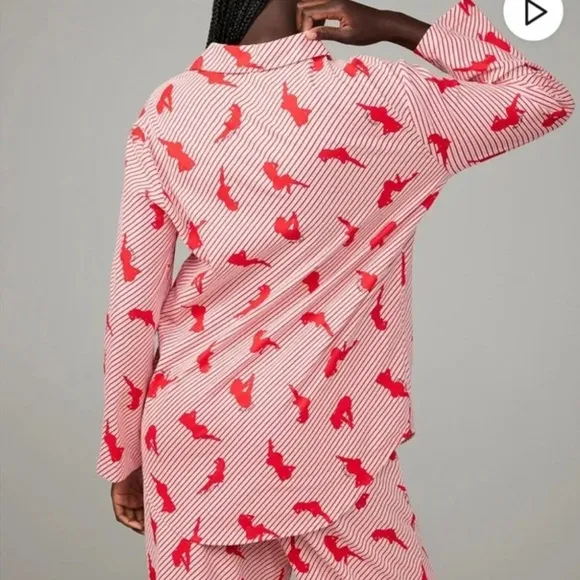 Savage X Fenty White Pearl Candy Cane Girlz Night Star Chaser Flannel Pajamas