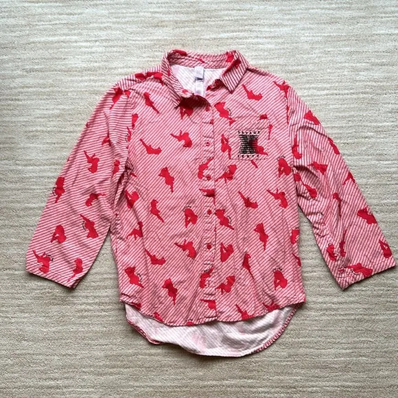 Savage X Fenty White Pearl Candy Cane Girlz Night Star Chaser Flannel Pajamas