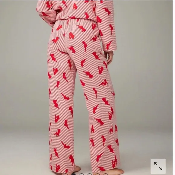 Savage X Fenty White Pearl Candy Cane Girlz Night Star Chaser Flannel Pajamas