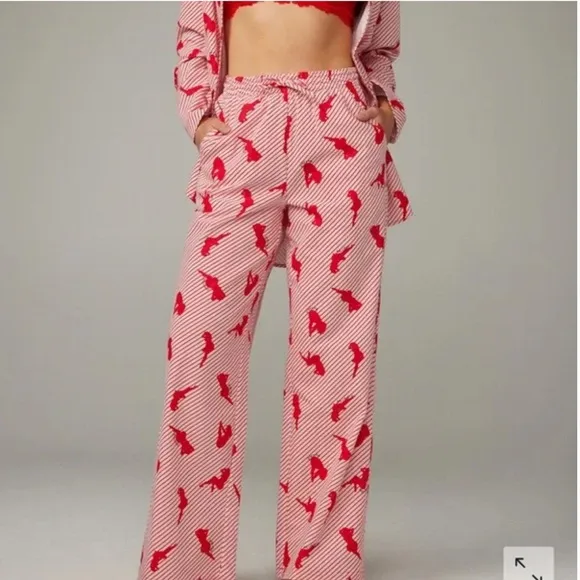 Savage X Fenty White Pearl Candy Cane Girlz Night Star Chaser Flannel Pajamas