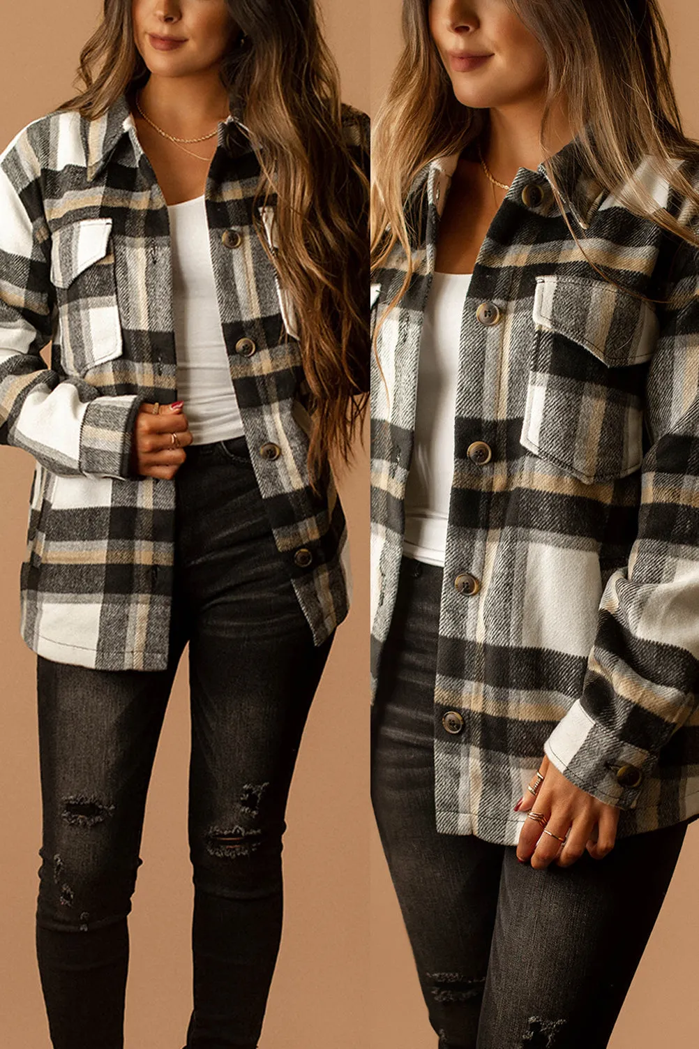 Say It All Plaid Shacket (Black   White) | FINAL SALE