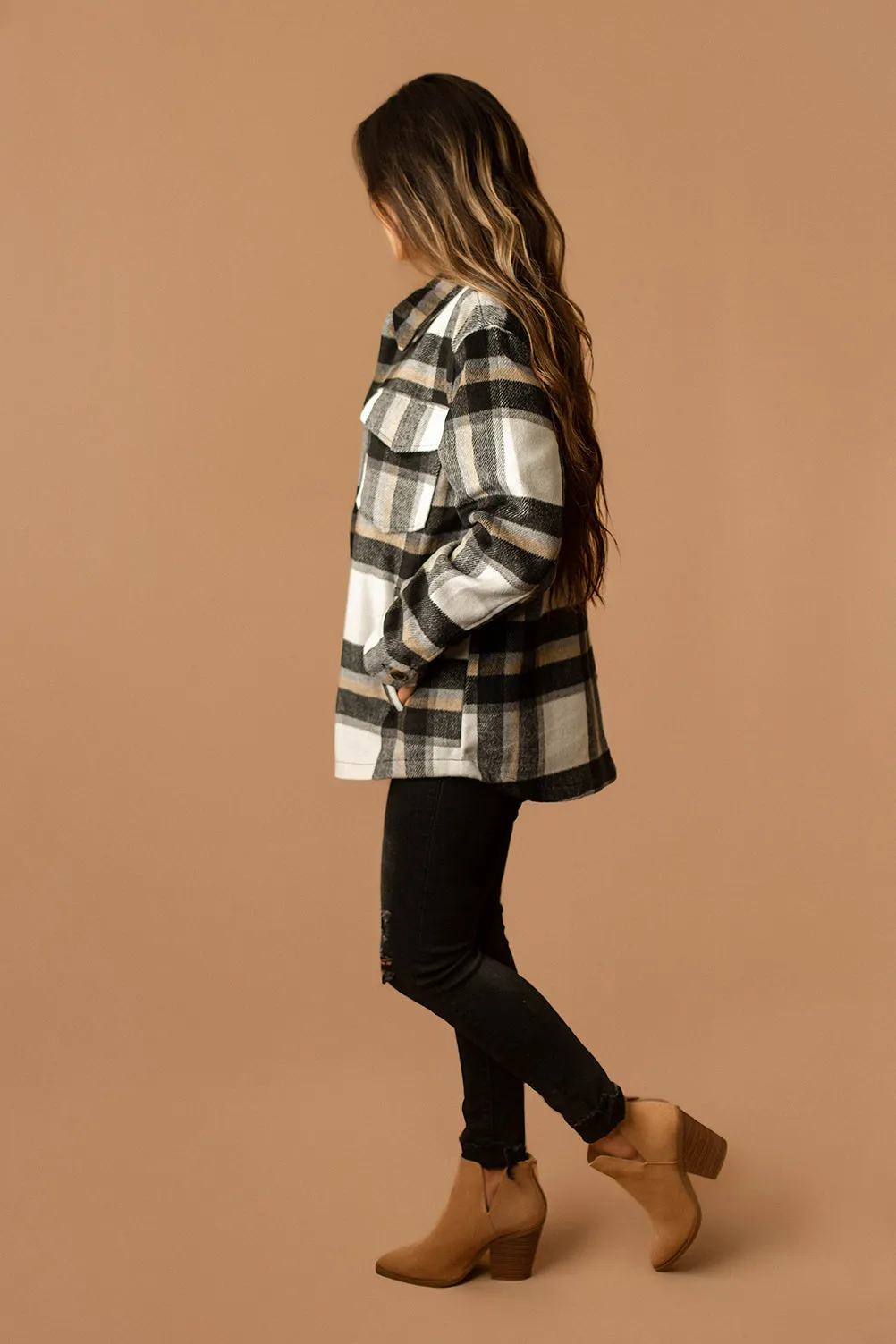 Say It All Plaid Shacket (Black   White) | FINAL SALE