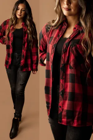 See You When I See You Plaid Flannel (Cherry)