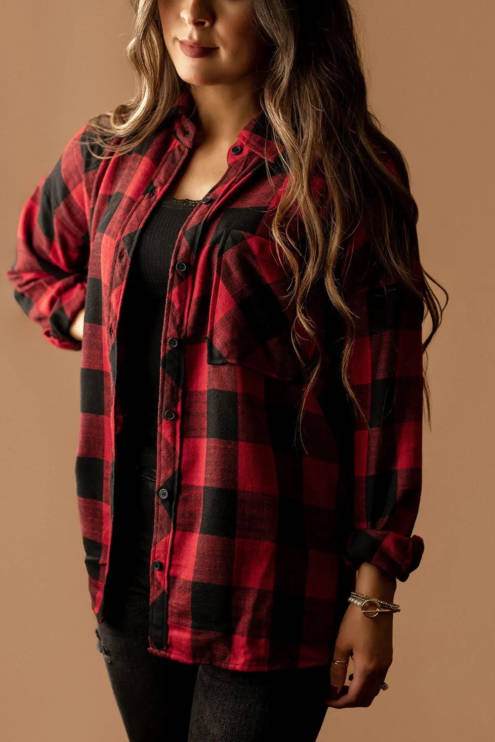 See You When I See You Plaid Flannel (Cherry)