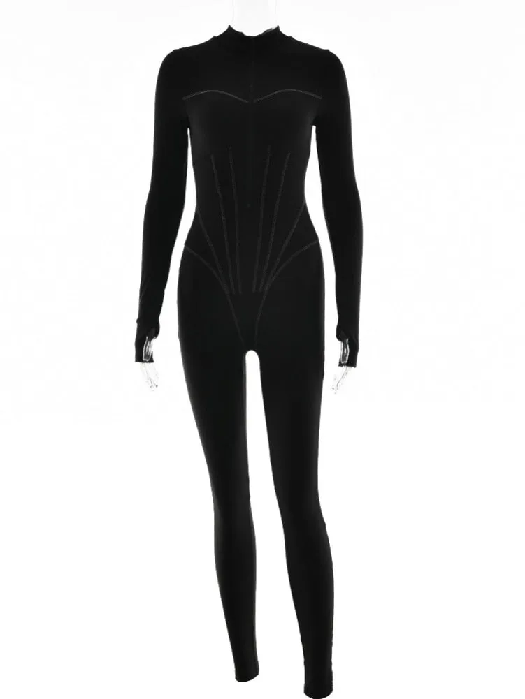 Sexy Bodycon O-Neck Short Sleeve Zipper Bodysuit