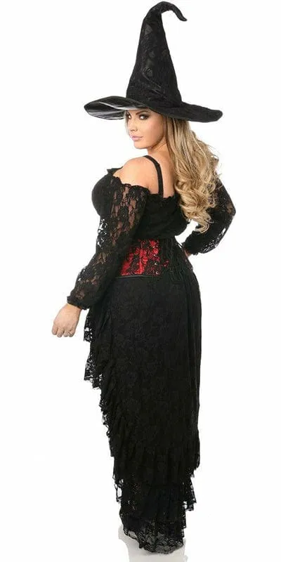 Sexy Deluxe 4 Piece Lace Witch Corset Halloween Costume