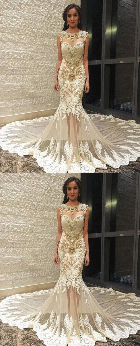 Sexy Mermaid Lace  Party Prom Dresses, Long Train Long Custom Made Wedding Dresses ,PD0533
