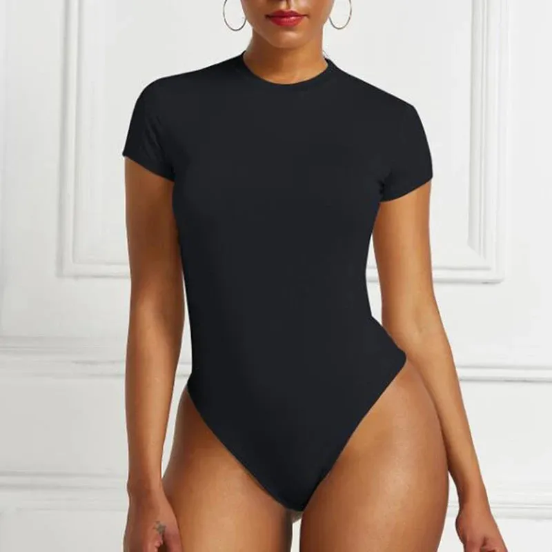 Sexy Short Sleeve O-Neck Bodysuit | Bodycon Rompers