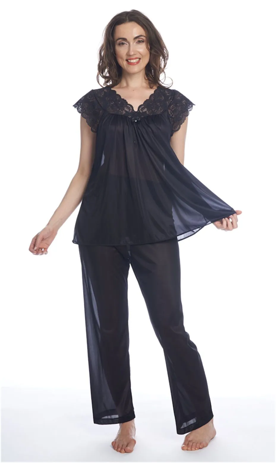 Shadowline Pajama Babydoll Lingerie Pajama Set Vintage Style with Panty