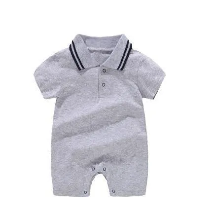 Short Sleeve Baby Romper Light Blue