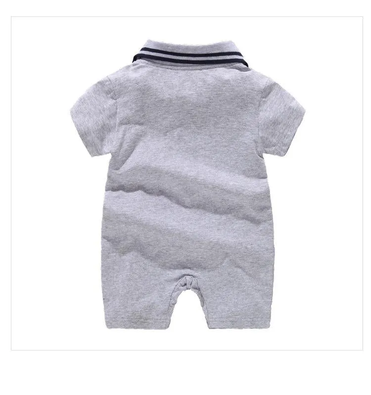 Short Sleeve Baby Romper Light Blue
