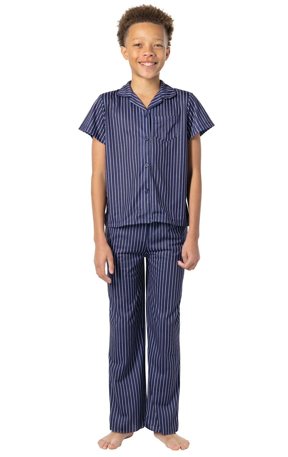 Short Sleeve Button-Front Unisex Kids Pajamas