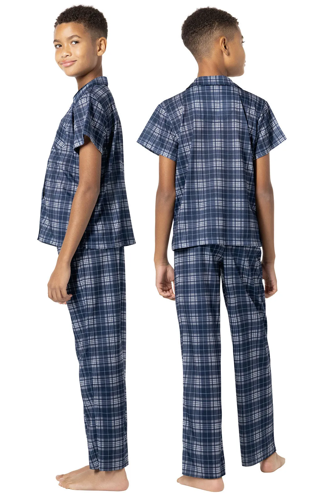 Short Sleeve Button-Front Unisex Kids Pajamas