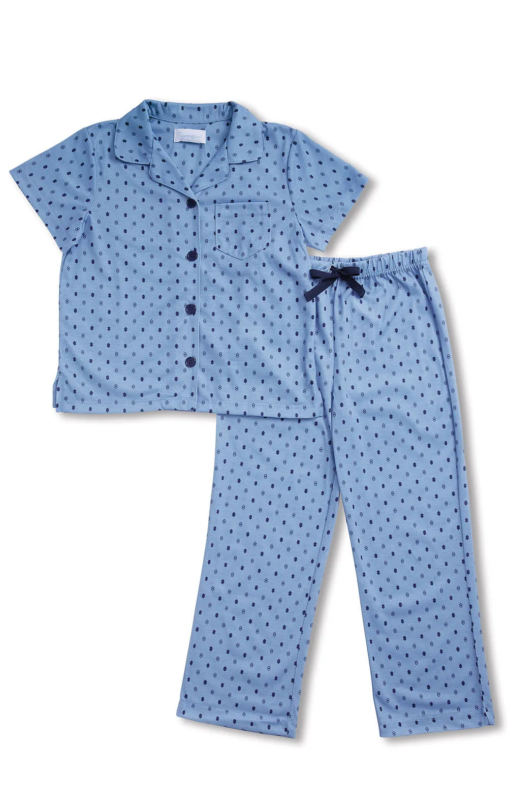 Short Sleeve Button-Front Unisex Kids Pajamas