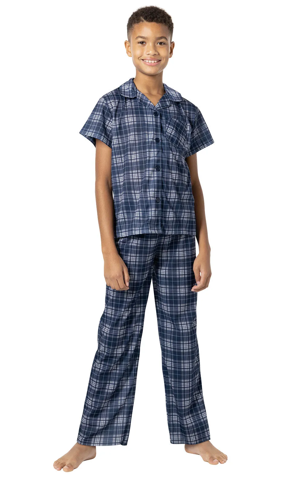 Short Sleeve Button-Front Unisex Kids Pajamas