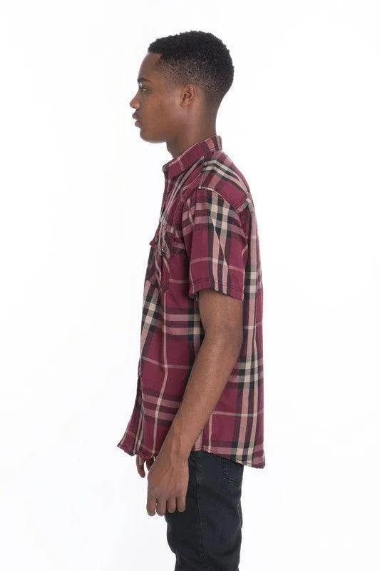 Short Sleeve Checker Shirts for Men