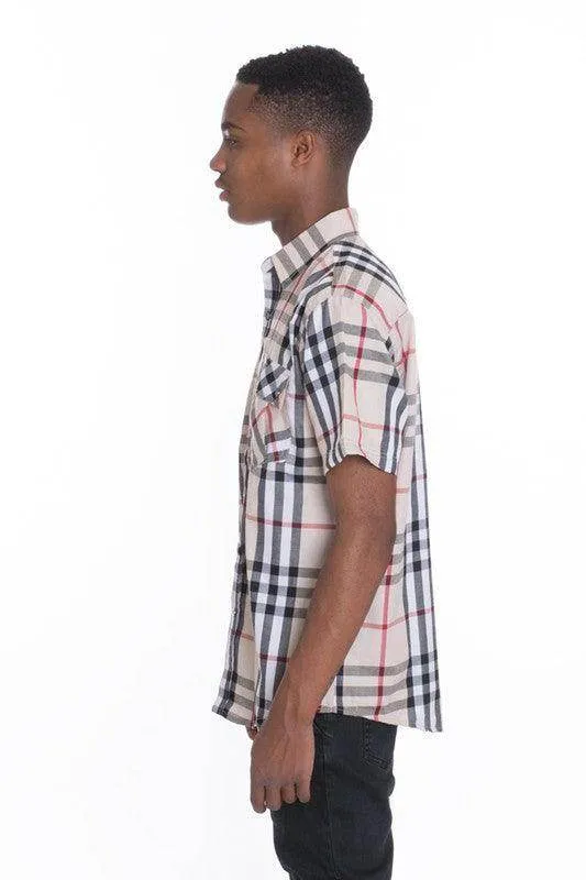 Short Sleeve Checker Shirts for Men