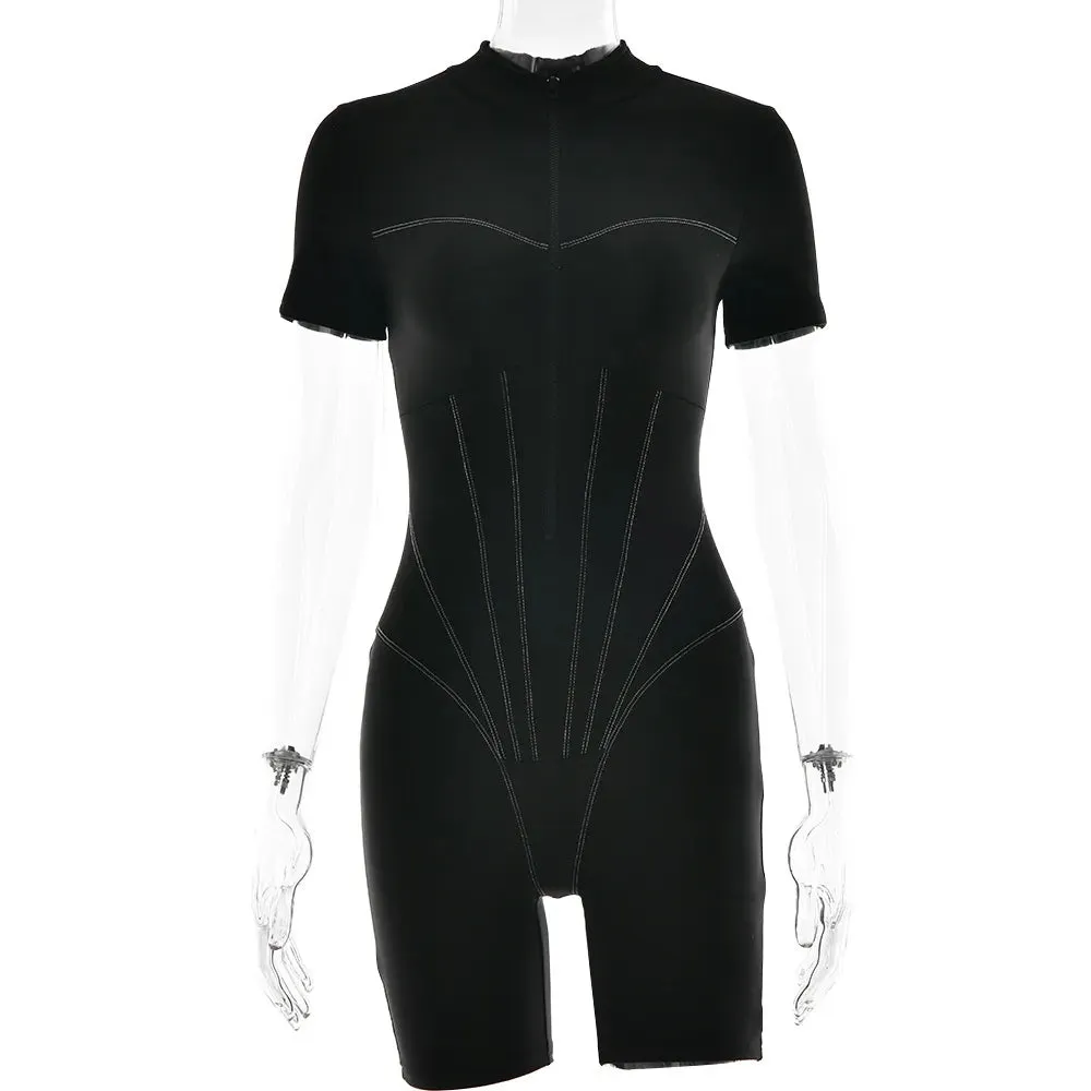 Short Sleeve Jumpsuit for Women Fitness Tennis Yoga Catsuit Romper