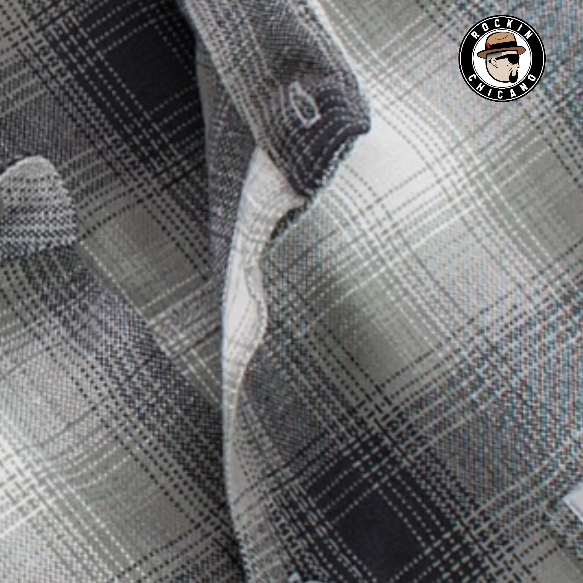 SHORT SLEEVE PLAID BUTTON UP SHIRT-LIGHT GRAY/ WHITE