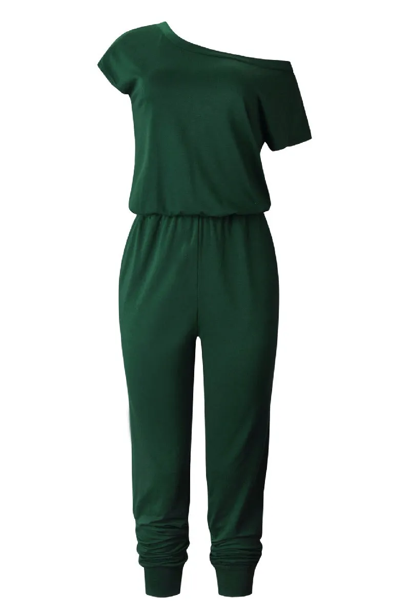 Short Sleeve Pocketed Jumpsuit
