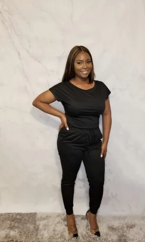 Short Sleeve Pocketed Jumpsuit