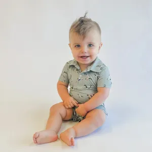 Short Sleeve Polo Romper-Mallards
