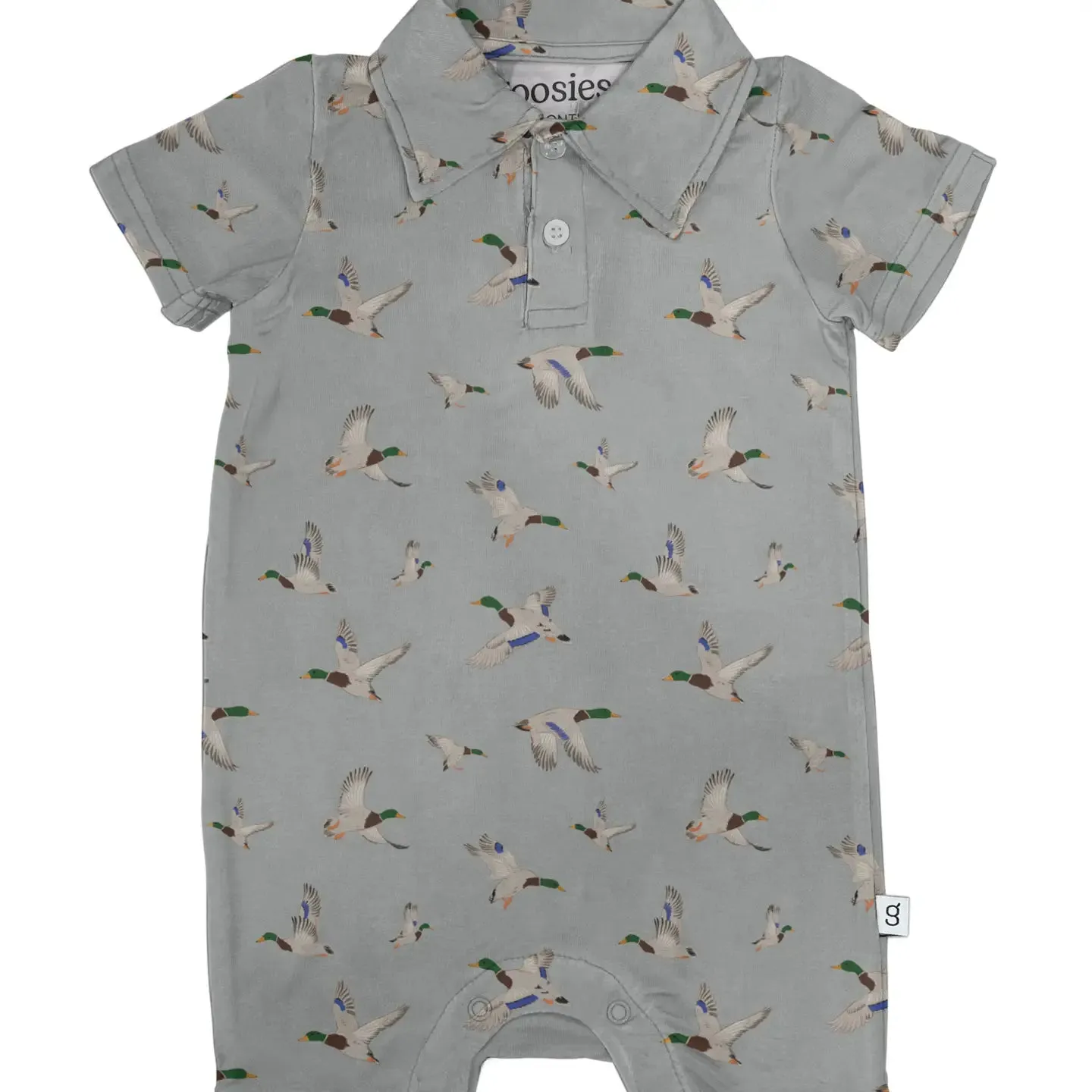 Short Sleeve Polo Romper-Mallards