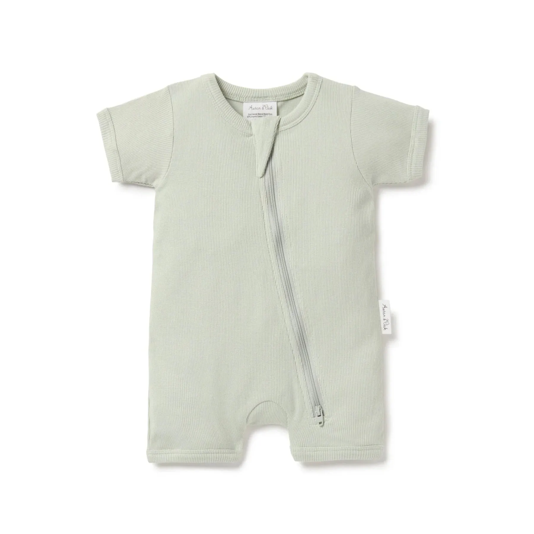 Short Sleeve Rib Zip Romper