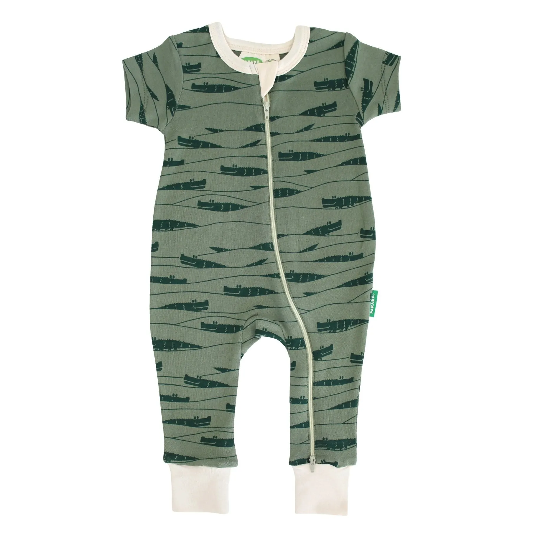 Short Sleeve Romper Crocodiles - 0-3 M
