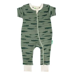 Short Sleeve Romper Crocodiles - 0-3 M
