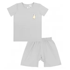 Short Sleeve Shirt   Shorts Grey Set