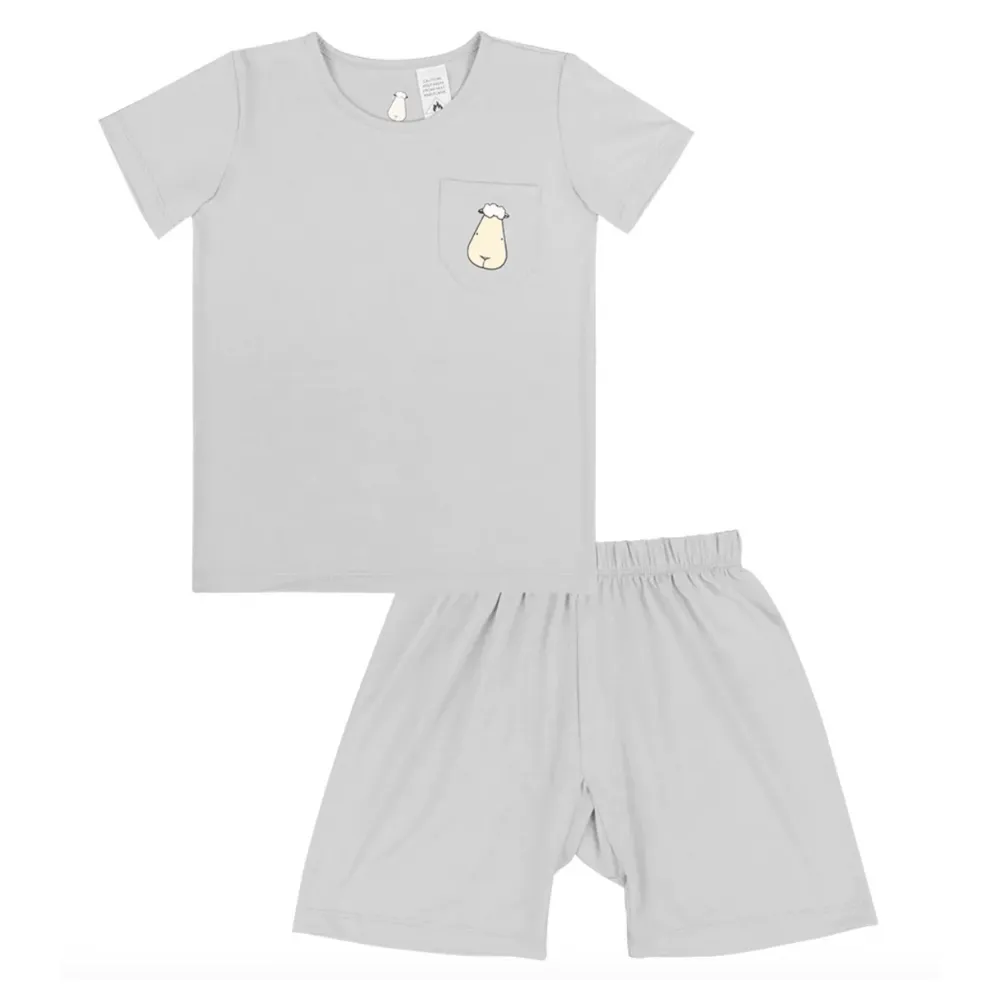 Short Sleeve Shirt   Shorts Grey Set