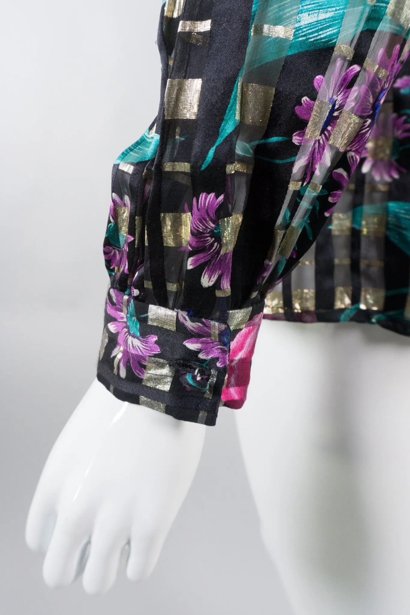 Silk Floral Plaid Blouse
