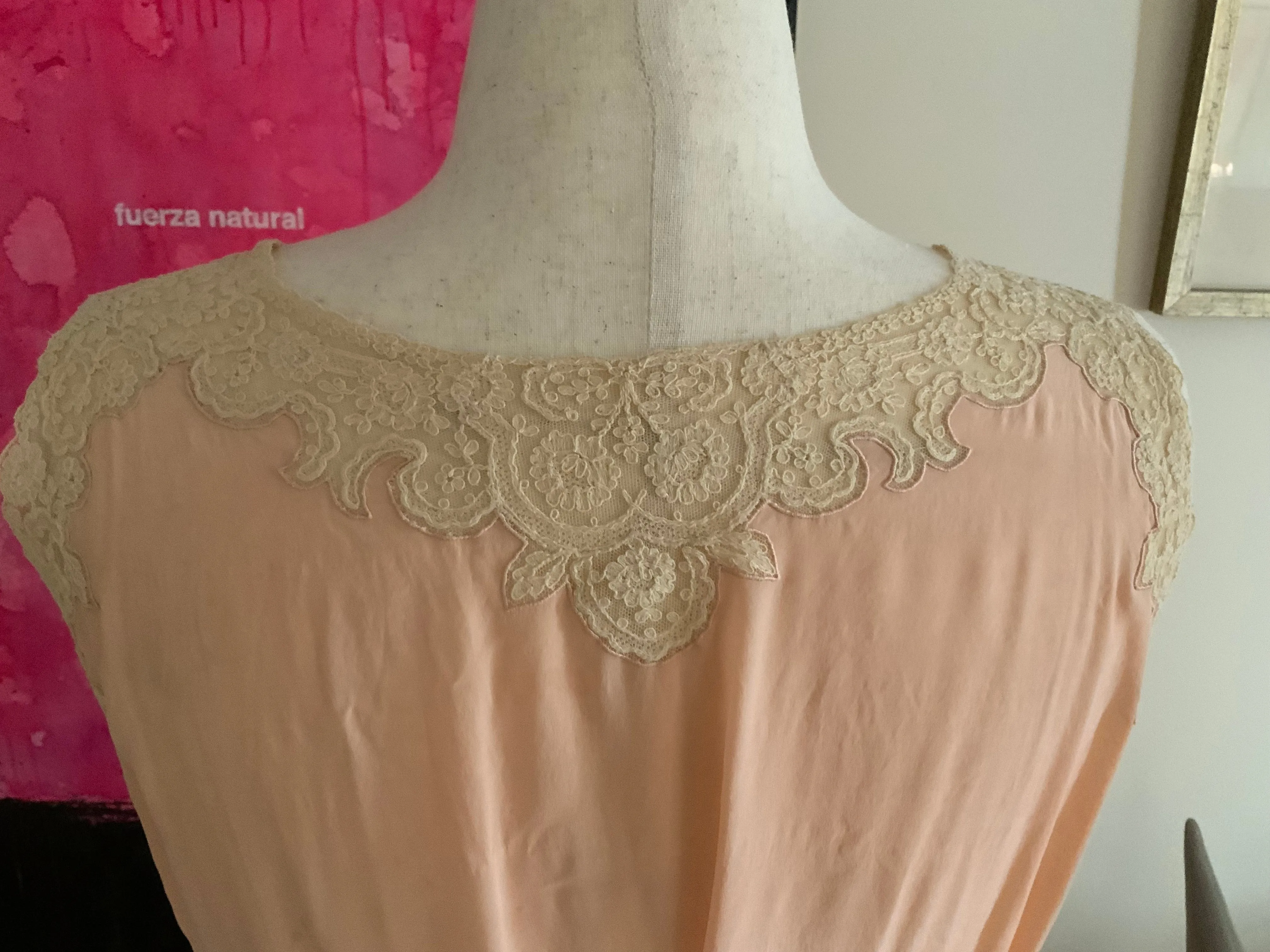 Silk Nightgown Lace Embellishments - 20s - 20M