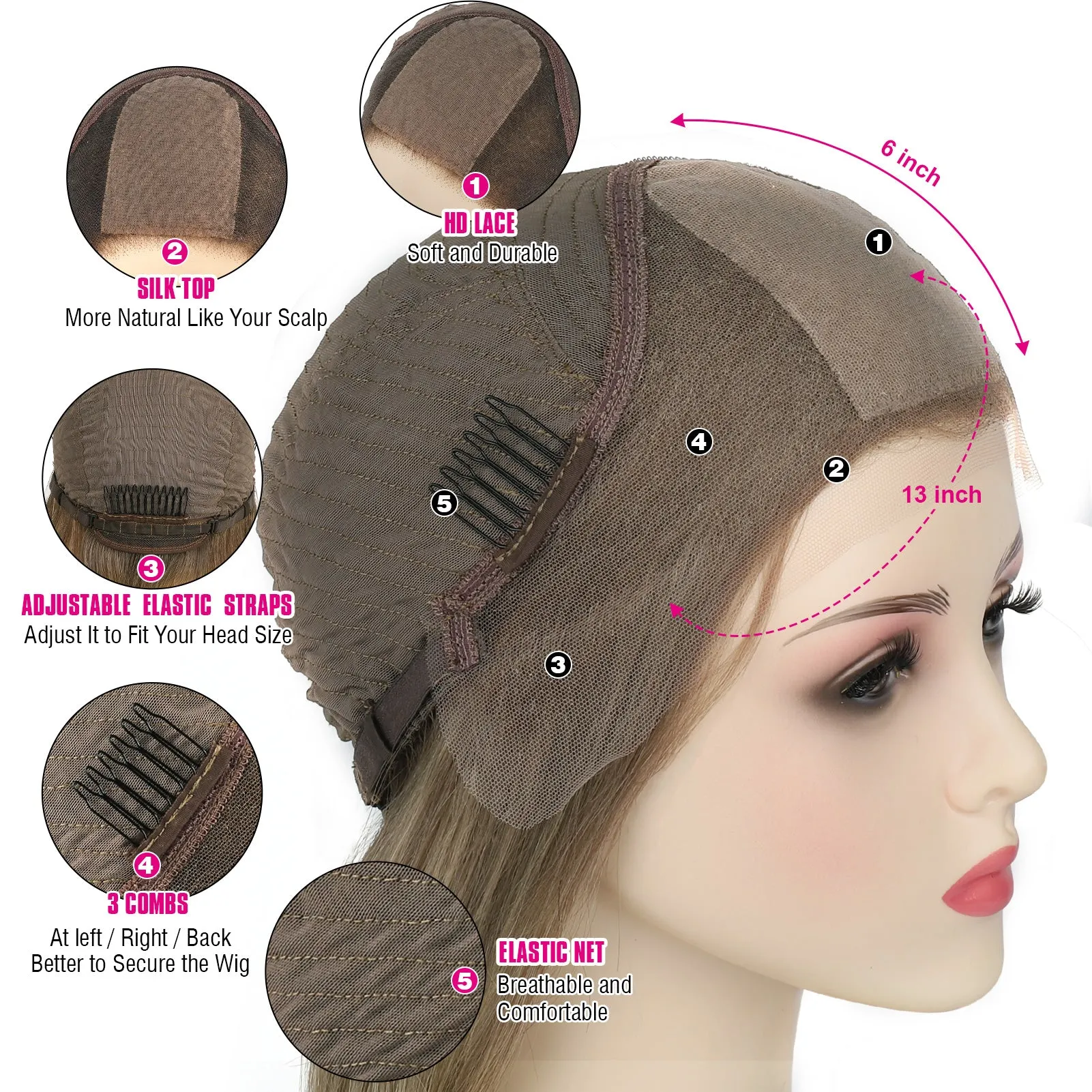 Silk Top Lace Front Wig 100% Virgin Human Hair Highlights Color 8C/60#