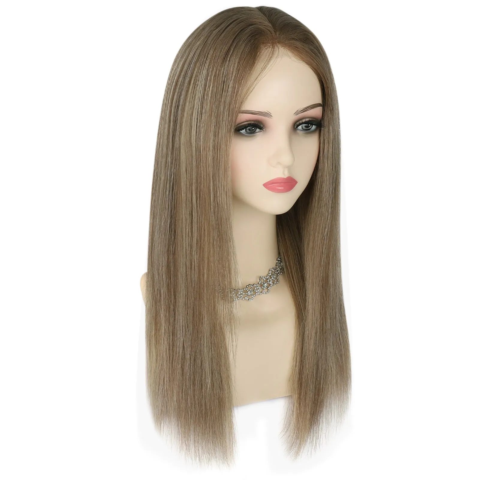 Silk Top Lace Front Wig 100% Virgin Human Hair Highlights Color 8C/60#