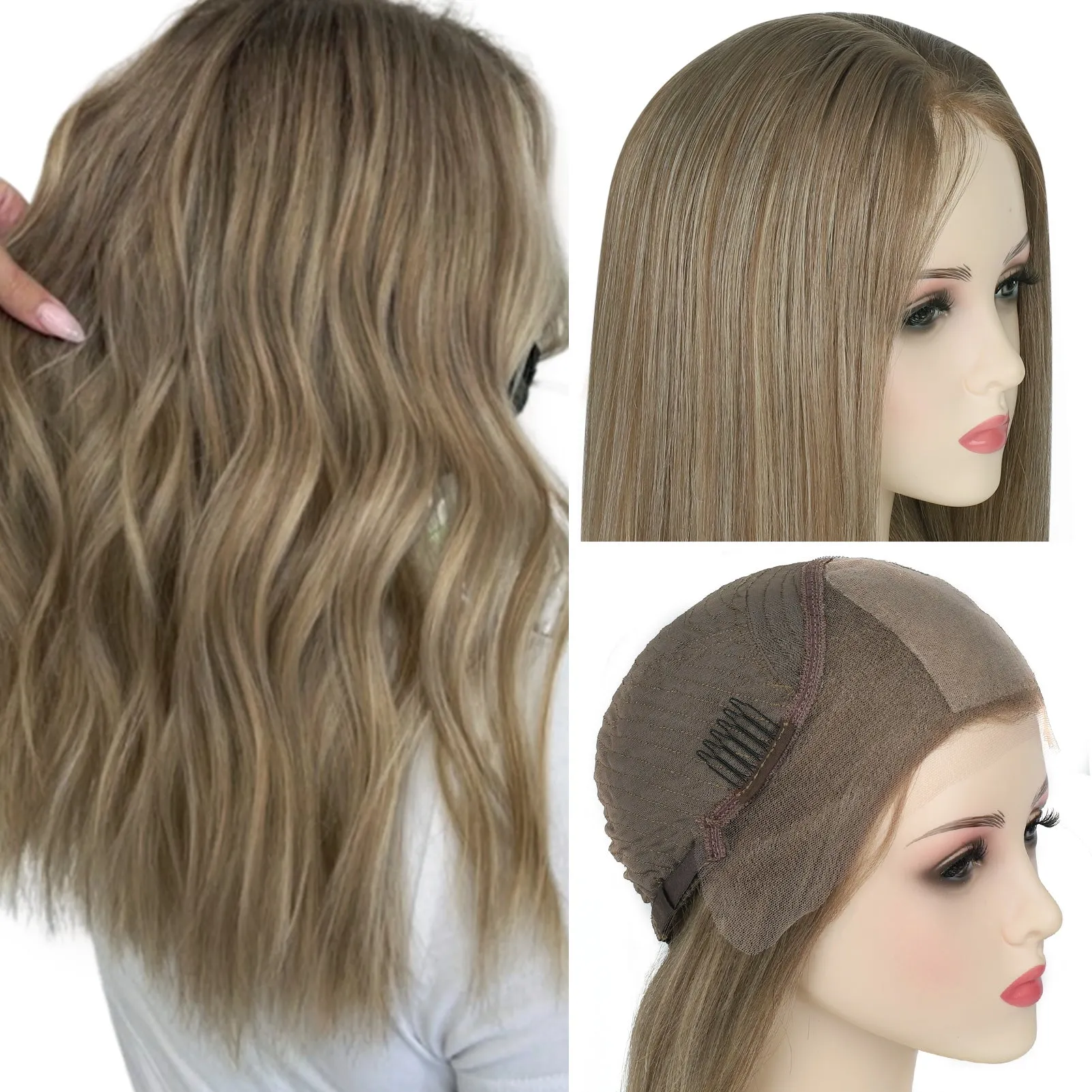 Silk Top Lace Front Wig 100% Virgin Human Hair Highlights Color 8C/60#