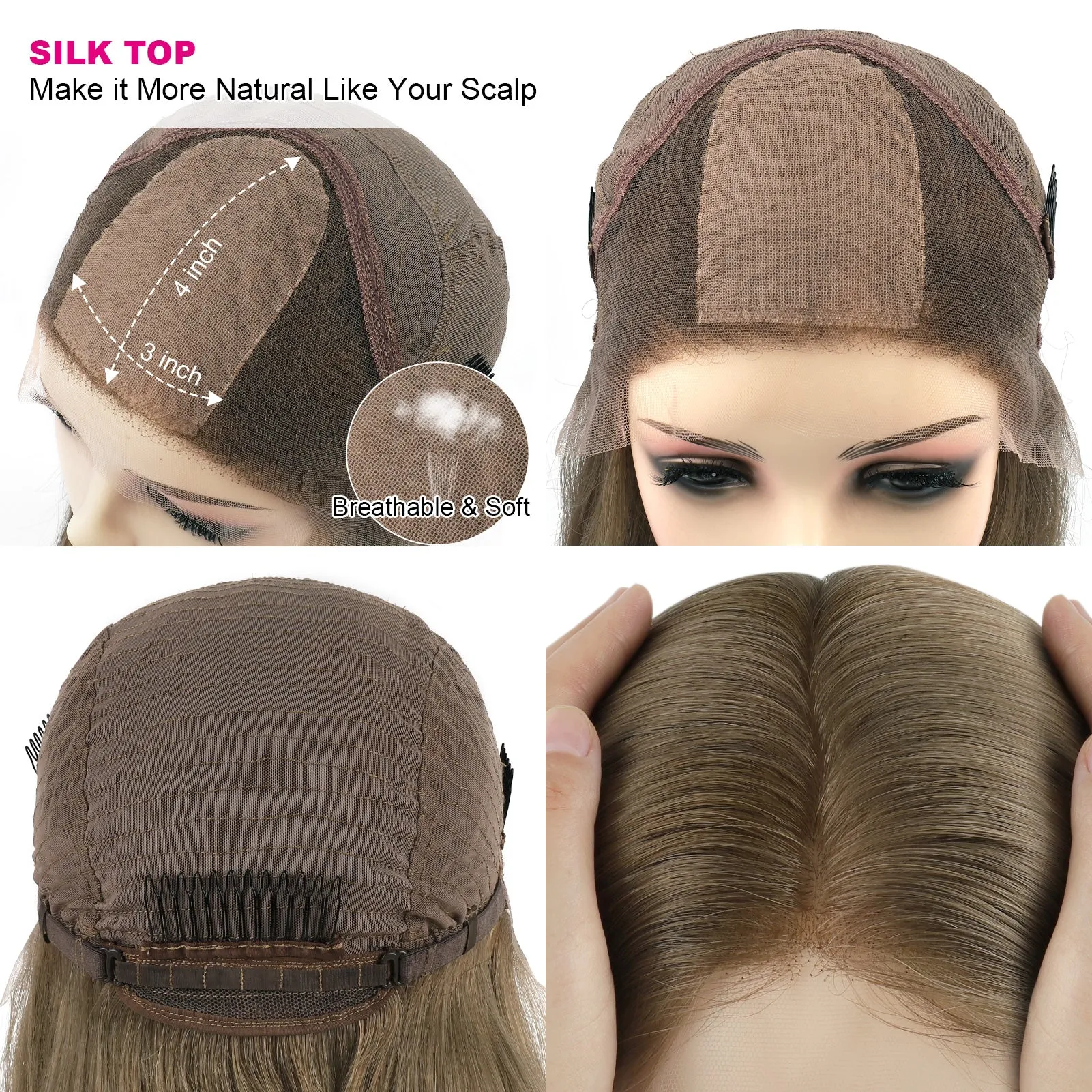 Silk Top Lace Front Wig 100% Virgin Human Hair Piano Color 10/50#